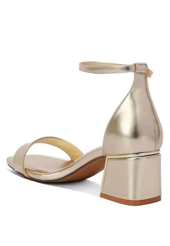 Makena Metallic Block Heel Sandals for Elegant Occasions - Love Salve